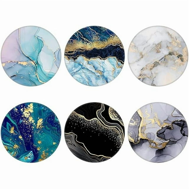 wonima11 6 Pack Cellphone Phone Grip and Smartphones Stand, Cell Phone Expanding Holder for Phone - Blue Green Black Rose Gold Marble, ZSo017