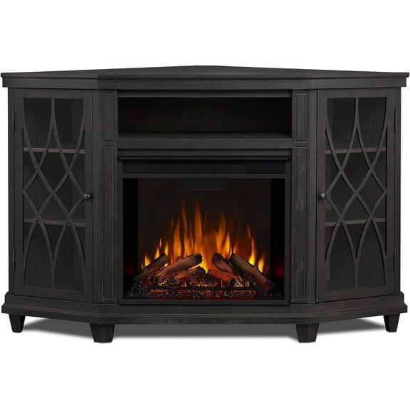 Real Flame Lynette 56" Corner Electric Fireplace TV Stand in Gray