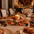 thumbnail image 5 of Pumpkins Maple Leaves Candle Rings Wreaths with Pip Berry Fall Candle Rings Thanksgiving Day Ring Holder Mini Autumn Artificial for Wedding,Door Tabletop Decoration (A), 5 of 5