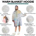thumbnail image 5 of Wearable Oversized Blanket,Pioneer Flower Floral Print Pattern Wearable Blanket Hoodie for Adults,Cozy Hooded Blankets with Super Pockets,Super Warm Fuzzy Pullover for Women & Men, 5 of 6