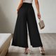 thumbnail image 4 of Pantalones de piernas anchas para mujer, cintura elástica, cinturón, Color puro, plisados, pantalones largos informales para primavera y verano, 4 of 6