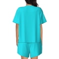 thumbnail image 3 of Naloa Aqua Women's Short-Sleeved Pajama Set, Loungewear, Summer pajamas, Breathable Cozy - Medium, 3 of 9