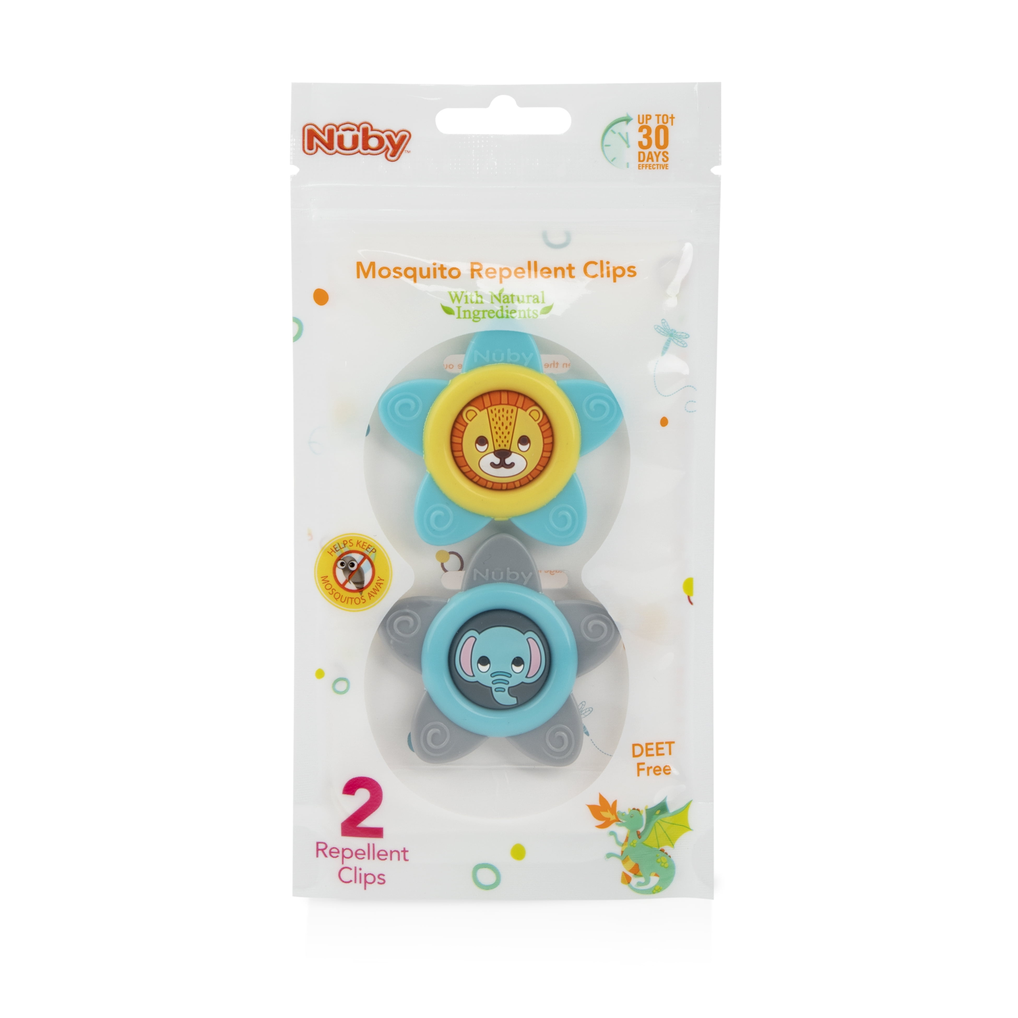 Nuby Mosquito Repellent Clip, Colors May Vary, 2 Pack
