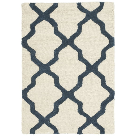 SAFAVIEH Cambridge Liam Geometric Wool Area Rug, Ivory/Navy, 2' x 3'