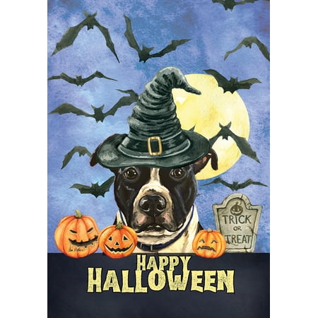Pit Bull Black/White - HHS Best of Breed Halloween House Flag