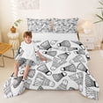 thumbnail image 2 of Castle Fairy Badminton Print Queen Comforter Set 3 Pieces, Sport Theme Comforter Sets Queen, White Black,1 Comforter and 2 Pillowcases, 2 of 6