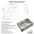 thumbnail image 2 of CASAINC 33" Stainless Steel Single Bowl Farmhouse Apron Kitchen Sink, Brushed Stainless Steel, 2 of 8