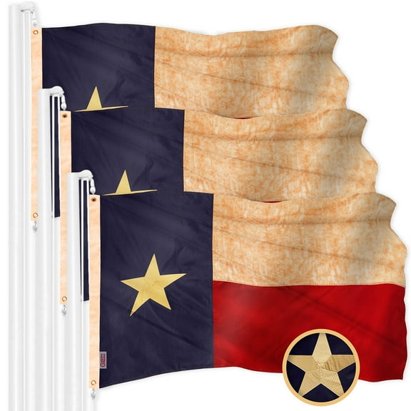 G128 3 Pack: Texas Tea-Stained Flag | 4x6 Ft | ToughWeave Pro Series Embroidered 420D Polyester | Embroidered Design, Indoor/Outdoor, Brass Grommets, High Quality