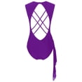 thumbnail image 4 of YEAHDOR Womens Lyrical Modern Dance Leotard Shiny Rhinestones Backless Rhythmic Gymnastics Leotard Purple L, 4 of 7