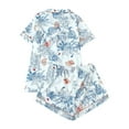 thumbnail image 5 of Wang6 Pajamas Sets for Womens with Shorts Soft Pjs Loungewear Sets 2 Pieces Short Sleeve V Neck Button Shirts Shorts Floral Printed Sleepwear Set Light Blue XL, 5 of 5