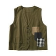 thumbnail image 2 of Uaswgudfs ​Women's Retro Utility Sleeveless Vest - V-Neck Button-Up Multi-Pocket Patchwork Design Casual Layering Cotton Linen Vest, 2 of 6