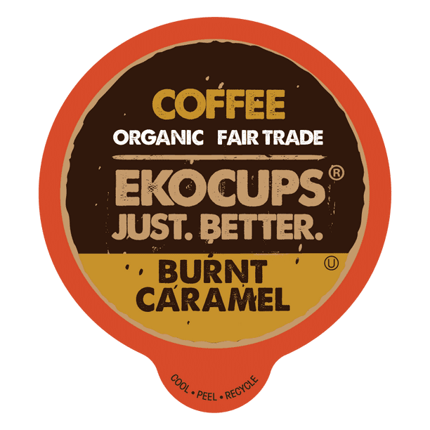 EKOCUPS Burnt Caramel Organic Coffee Pods, Dark Roast, 40 Count for