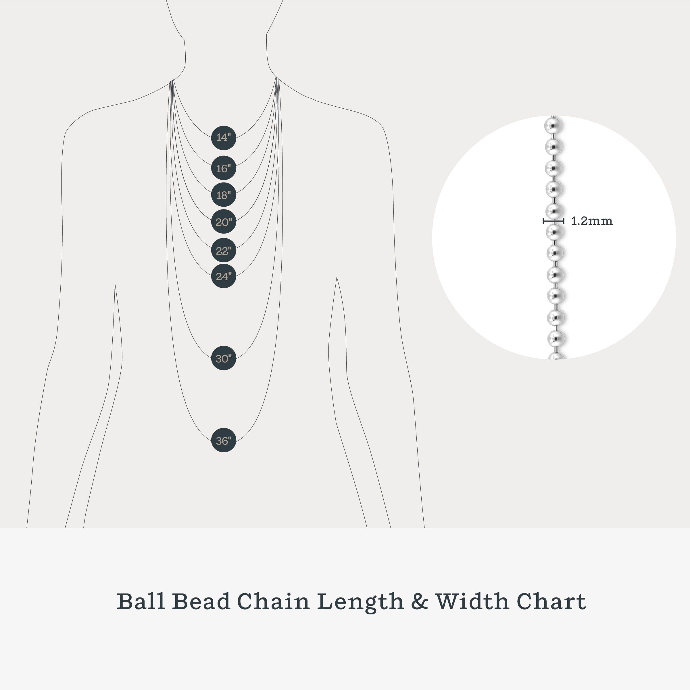 Kezef Sterling Silver Womens Ball Bead Chain Necklace 1.2mm – Made in Italy, No Tarnish, Perfect for Pendants or Dog Tags – 36" Ball Bead Necklace for Women & Men