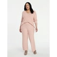 thumbnail image 2 of Time and Tru Women's V-Neck Sweater and Pants Lounge Set, 2-Piece, Sizes, XS-XXXL, 2 of 5