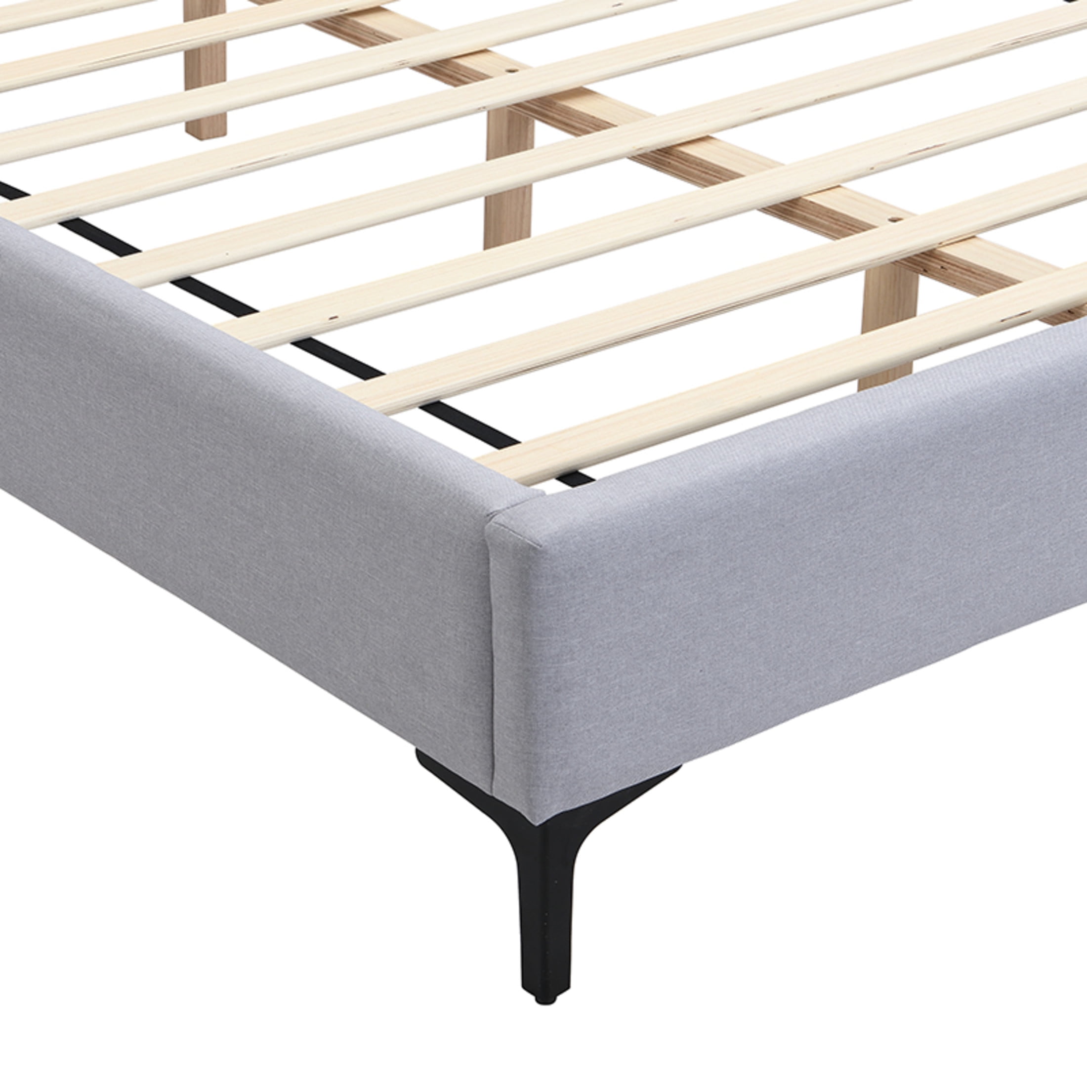Christopher Knight Home Linen Upholstered King Platform Bed with Reading Lights and Headboard Shelves, Grey