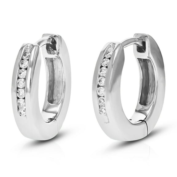 Vir Jewels 1/10 CTTW Lab Grown Diamond Hoops Earrings in Sterling Silver With Hidden Post For Women