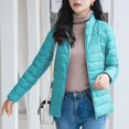 thumbnail image 4 of Puffer Jacket Womens Casual Lightweight Quilted Down Stand Collar Packable Solid Color Puffy Coats Outwear, 4 of 7