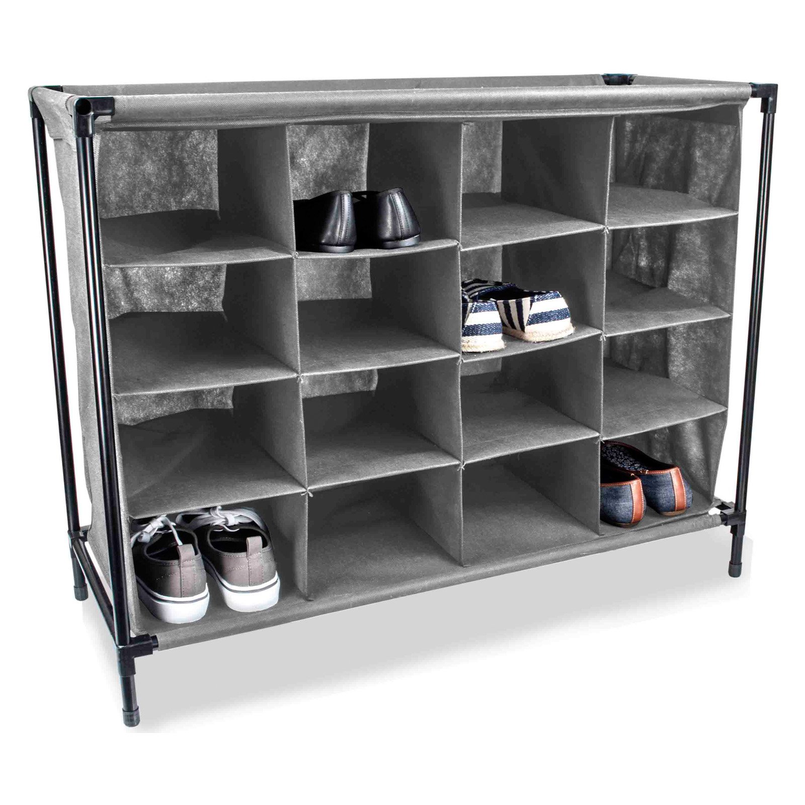 Sunbeam 16 Pair Shoe Rack, Grey