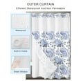 thumbnail image 2 of No Hook Cloth Fabric Shower Curtain with Snap in Liner, Purple Spring Floral Waterproof Shower Curtains Set with See Through Top Window, Watercolor Roses Pastoral Bath Curtains Shower 72"x96", 2 of 6