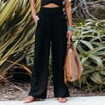 thumbnail image 6 of felwors Women Linen Palazzo Pants Summer Boho Wide Leg High Waist Casual Lounge Pant 2026 Beach Travel Vacation Outfits (Black, XL), 6 of 8