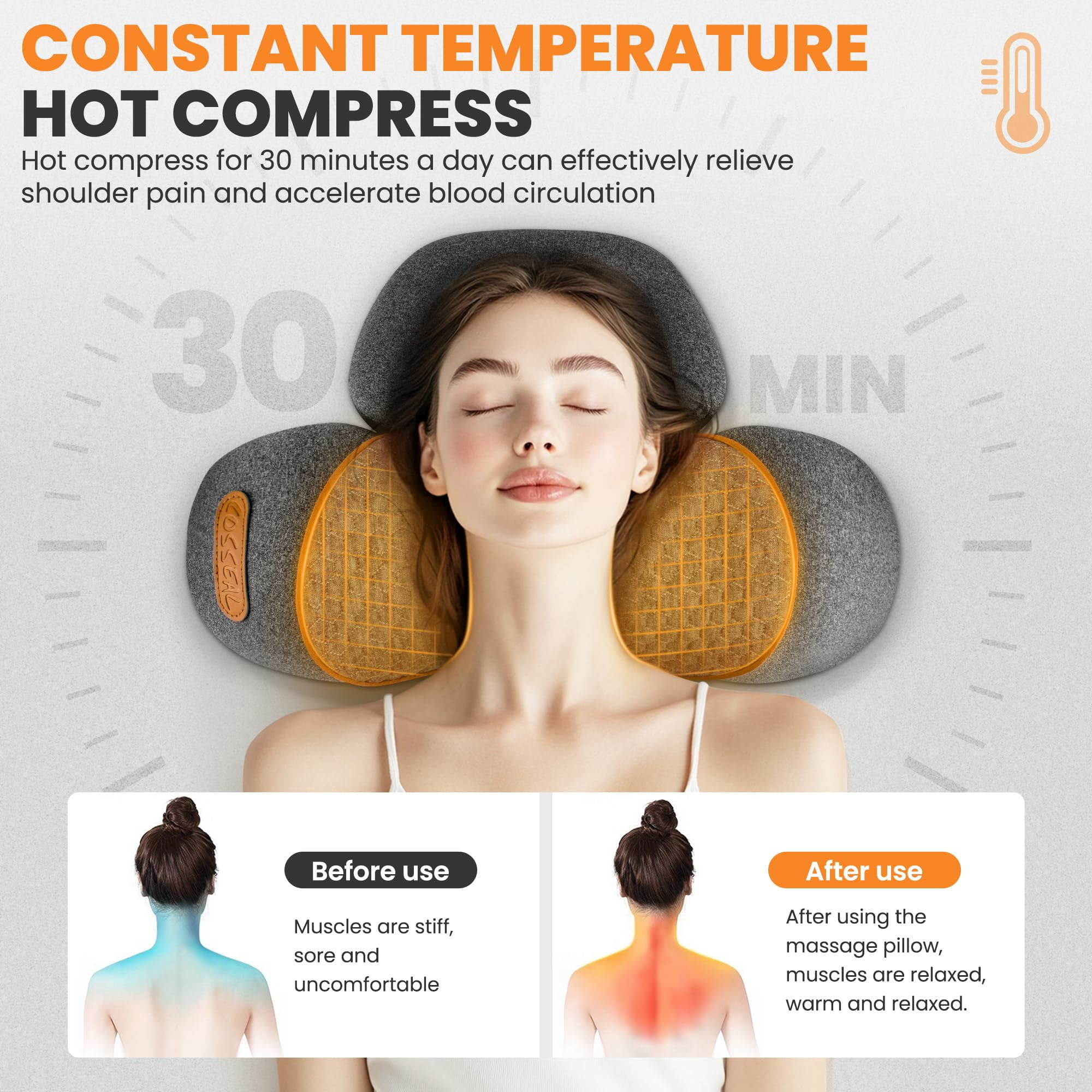 2026 3-In-1Neck Massager Pillow,Neck Massager for Pain Relief Deep Tissue, Massage Pillow with Heat, Vibration & Airbag Traction, 3D Ergonomic Cervical Hump Corrector Massage for Home Office