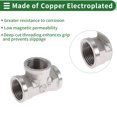 thumbnail image 3 of Unique Bargains Copper Electroplated Pipe Fittings 3/4"Female T Shaped 3 Way Cast Adapter 2.16" 2 Pcs, 3 of 7