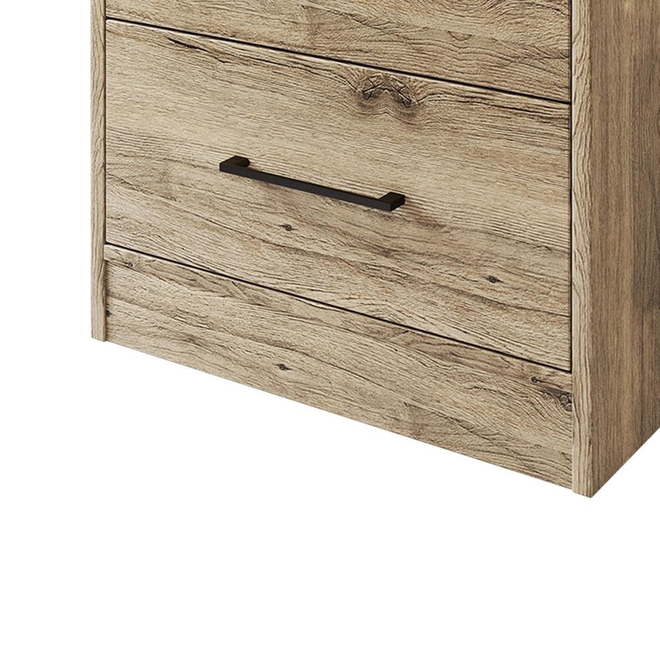 Castle Place Minimalist 2 Drawer Wooden Nightstand, Light Oak