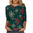 thumbnail image 2 of Pntutb - Camiseta holgada con estampado de moda para mujer, blusa de manga 3/4, cuello redondo, tops casuales Pntutb Pntutb-1929, 2 of 5