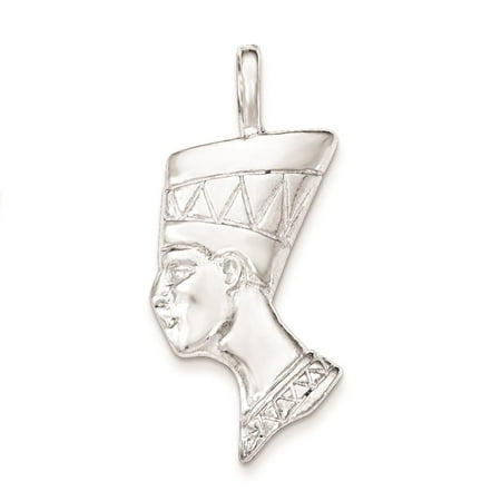 925 Sterling Silver Polished Nefertiti Head Open-back Charm Pendant