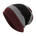 thumbnail image 5 of Beanie Hats for Men Women Knit Winter Fall Warm Skull Stocking Caps for Guys Striped Snow Hat Heated Cuffed Beanie for Gifts,Navy 1,One Size, 5 of 5