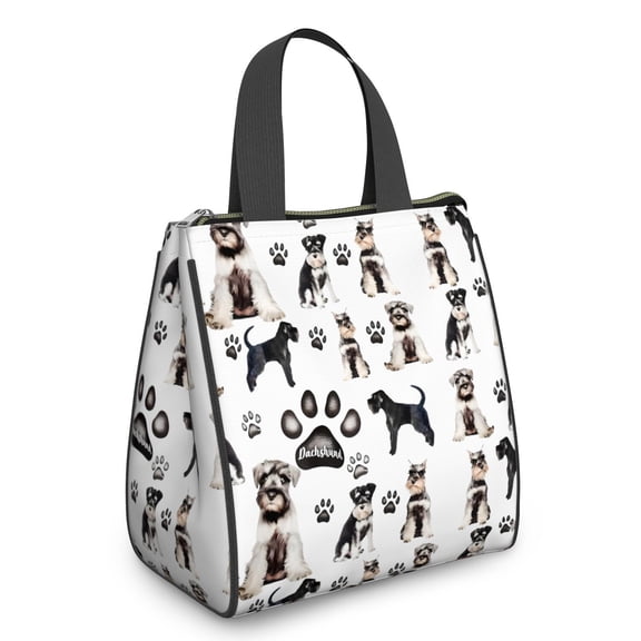 Schnauzer Dogs Insulated Lunch Bag for Women & Adults,Large Portable Soft Cooler Lunch Bag,Thermal Food Storage Tote with Pearl Cotton,8.66L,8.75x5.75x9.5 Inch