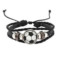 thumbnail image 2 of Pulsera de fútbol Pulsera trenzada de cuero Pulsera de moda con cuentas de fútbol brillante para fanáticos del equipo, 2 of 9