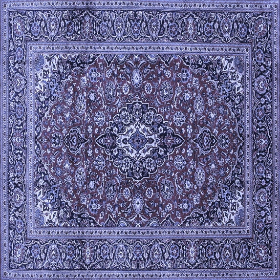 Ahgly Company Indoor Square Medallion Blue Traditional Area Rugs, 3' Square