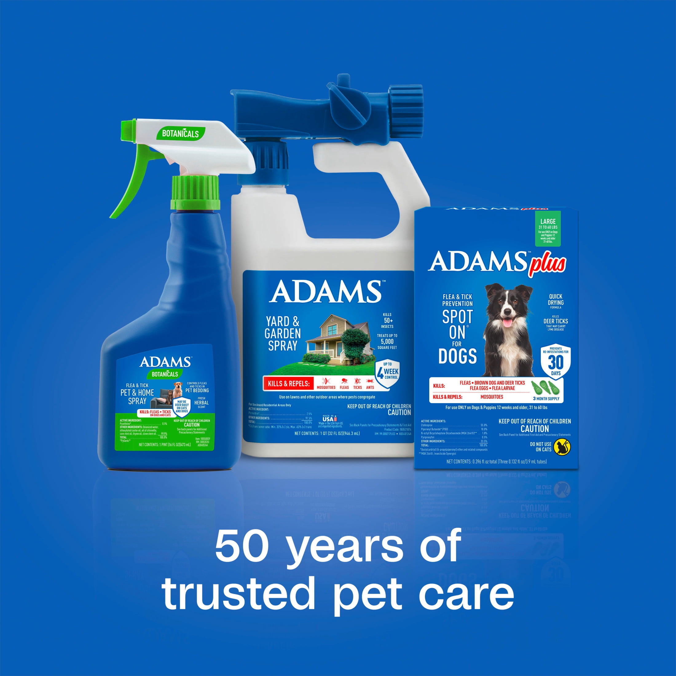 (4 pack) ADAMS Plus Flea & Tick Prevention Spot On for Dogs, Large Dogs, Kills Fleas & Ticks (Brown Dog/Deer Ticks), Kills and Repels Mosquitoes, Prevents Flea Infestations, 3-Month Supply, 3 pack