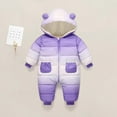 thumbnail image 3 of GYRATEDREAM Infant Baby Jumpsuit Outfit Toddler Snowsuit Winter Coat Fleece Hooded Romper Jumpsuit Boys Girls Onesie Warm Bodysuit for 6-24 Months, 3 of 5