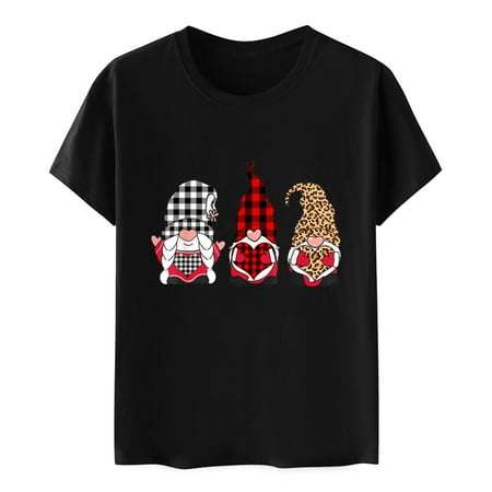 

Short Sleeve Blouses for Women Women Couples Lover Short Sleeve Love Letter Print T Shirts Tops Lucky T-Shirt Black S