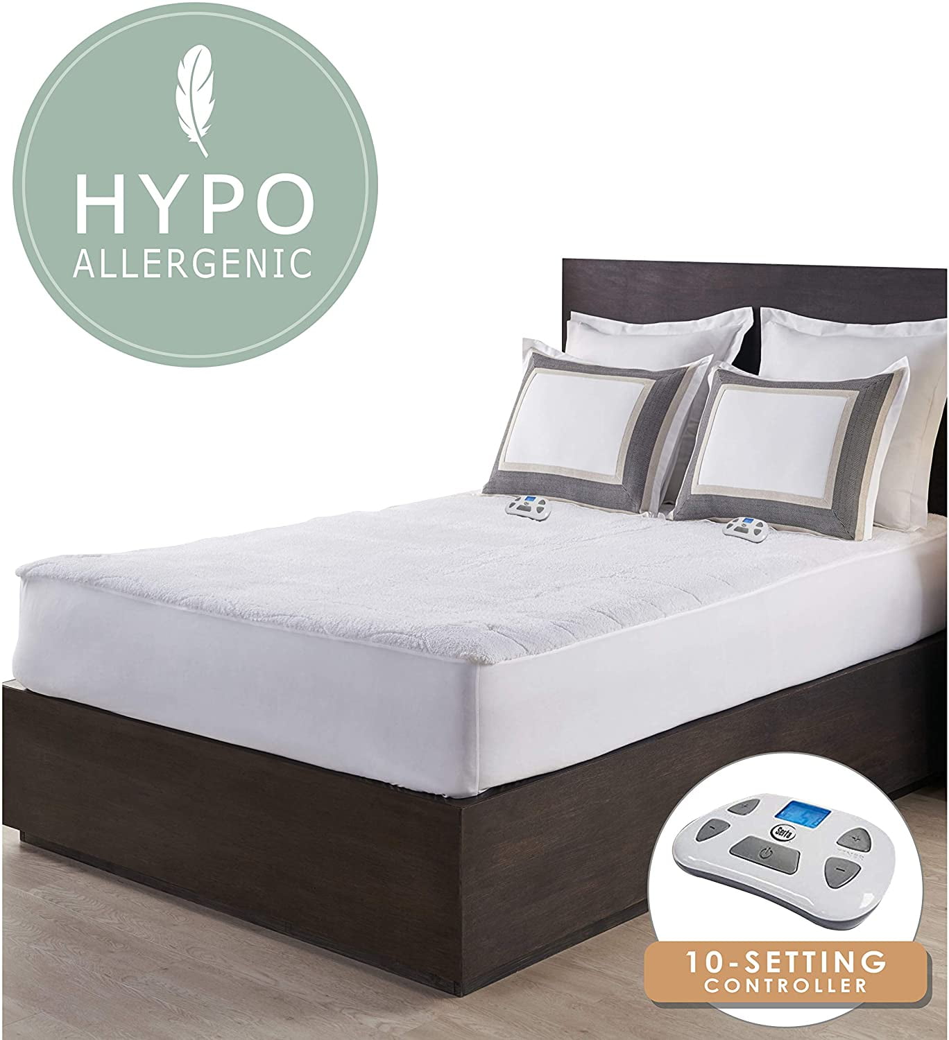 Details about   Deluxe Queen Sherpa Heated Electric Mattress Pad Hypoallergenic 10 Heat Settings 