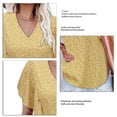 thumbnail image 4 of Camiseta con cuello en V para mujer, mangas cortas con volantes, hermosa impresión, tipo suelto, Top informal de verano amarillo M, 4 of 4