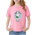 thumbnail image 2 of Blusas y camisas de manga corta con cuello redondo para niños Camiseta de verano de manga corta estampada para niñas Jersey elegante de cuello redondo para niñas Top de algodón para niños, 2 of 6