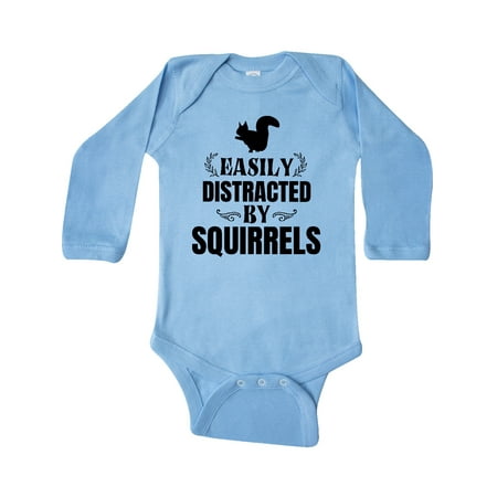 

Inktastic Easily Distracted by Squirrels Gift Baby Boy or Baby Girl Long Sleeve Bodysuit