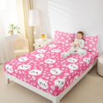 thumbnail image 3 of Homewish Lovely Cat Animal Queen Sheets,Kawaii Pet Paws Queen Sheet Sets,White Pink,4-Piece,1 Flat Sheet, 1 Fitted Sheet and 2 Pillowcases, 3 of 6