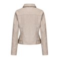 thumbnail image 5 of mihongmao Womens Coats Plus Size Clearance Women's Slim Leather Stand Collar Zip Motorcycle Suit Belt Coat Jacket Tops,Womens Tops Plus Size Beige S, 5 of 9