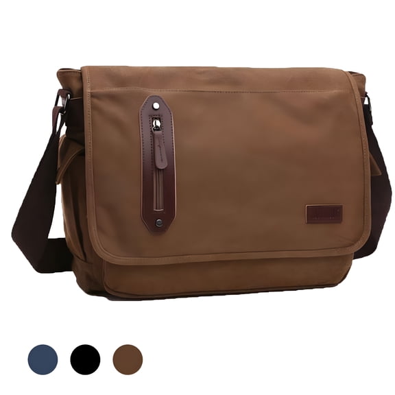 AOMRCOL Canvas Messenger Bag for Men Women 15 Inch Laptop Bag for Work Casual Satchel Bags Crossbody Shoulder Bag