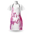 thumbnail image 3 of Gender Reveal Apron, Hand Written Look Its a Girl Text Watercolor Splash Frame Pink Tones Print, Unisex Kitchen Bib with Adjustable Neck for Cooking Gardening, Adult Size, Multicolor, by Ambesonne, 3 of 4