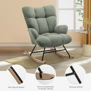 Nursery Rocking Chair Teddy, Upholstered Glider Rocker with High Backrest, Comfortable Stylish Accent Armchair with Padded Seat for Living Rooms, Bedrooms, Offices
