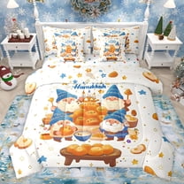 Feelyou Western Happy Hanukkah Twin Bedding Sets 7-Piece, Cartoon Funny Gnome Bedding Comforter Set, Chanukah Holiday Reversible Sheet Sets, Luxury Bedroom Decor
