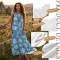 thumbnail image 7 of Jiueut Coral Print Women Summer Casual Sleeveless Maxi Dress 2026 Crewneck Loose Beach Travel Vacation Long Sundress Wrinkle Resistant Linen Look, L, 7 of 7