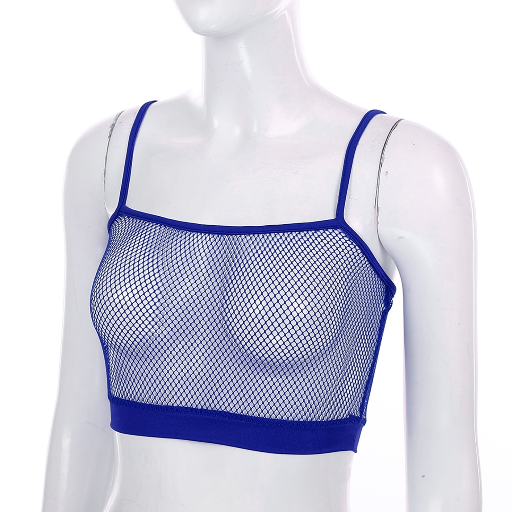 blue fishnet crop top