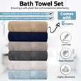 thumbnail image 3 of Toallas de baño QUBA LINEN, paquete de 6, 100% algodón, 61 x 122 cm, 3 of 7
