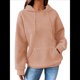 thumbnail image 3 of Sudadera con Capucha para Mujer, Informal, de Larga, con Cordón Ajustable, Estilo Waffle, Holgada, con Bolsillo Rosa XL, 3 of 10